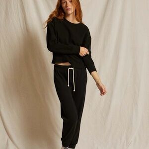 perfectwhitetee set Women's Black Nash Waffle Jogger Pants and Crosby Top